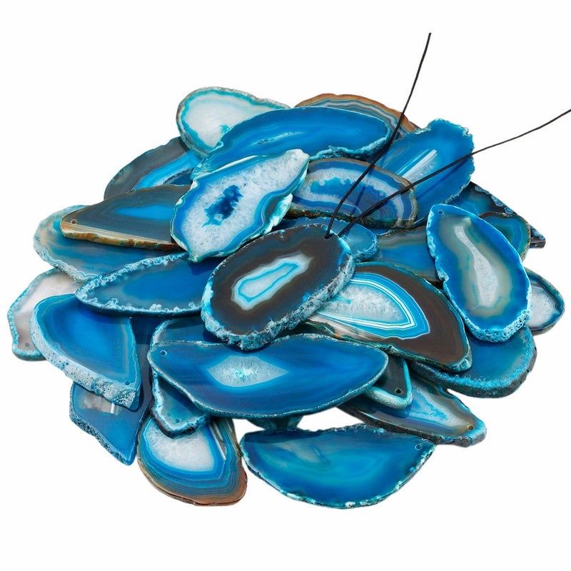 SUNYIK Top Drilled Agate Quartz Slice,Irregular Shapes,Blue,Pack of 10 - Image 4